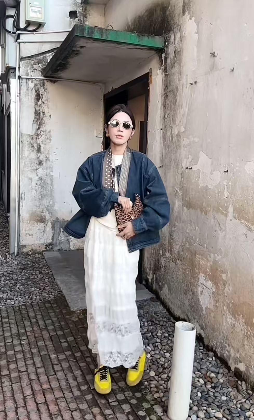 Korean Style Oversized Denim Jacket and Mesh Skirt Set