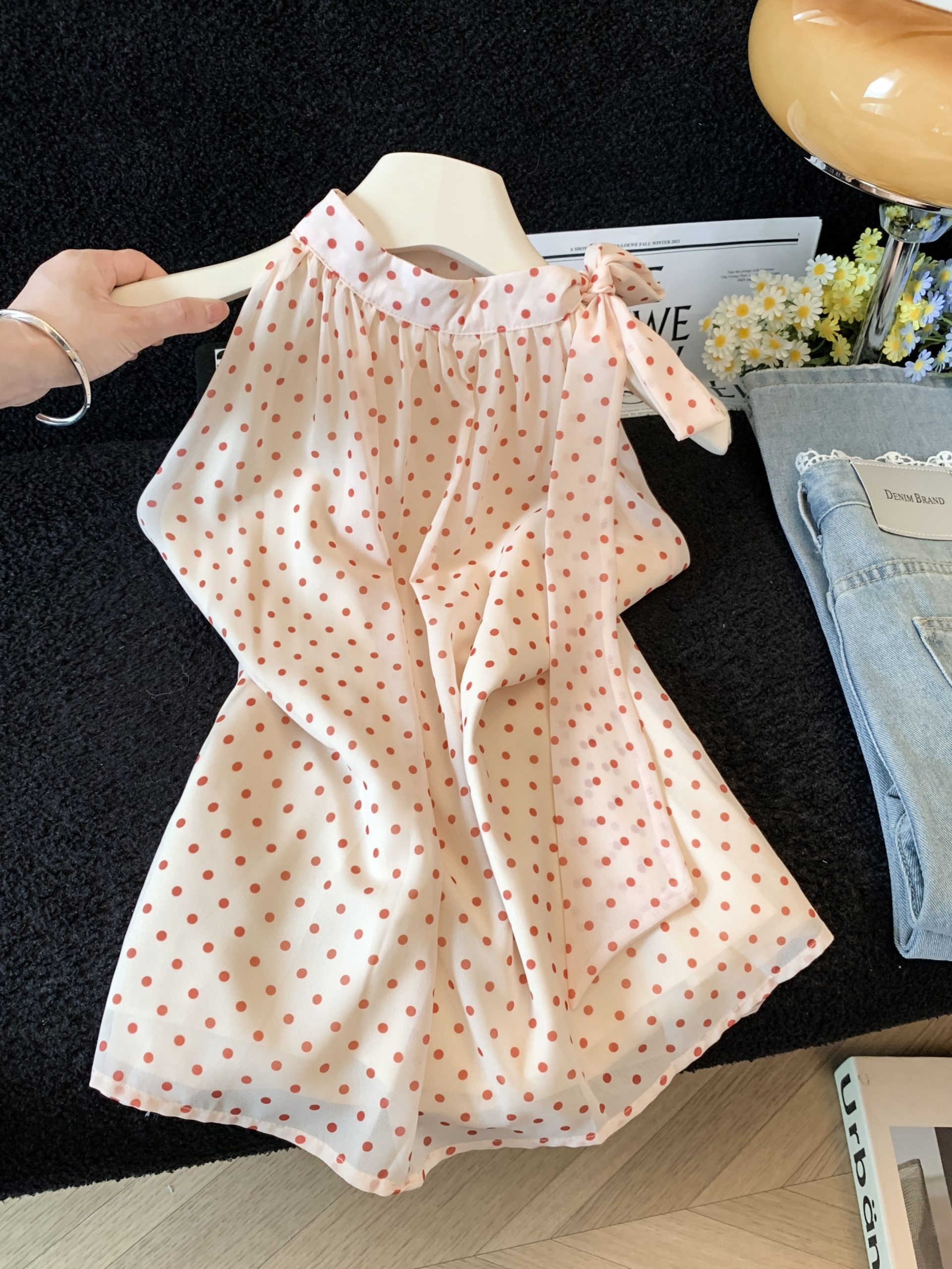 Women's Sleeveless Chiffon Shirt with Bow Detail - Lightweight Summer Top
