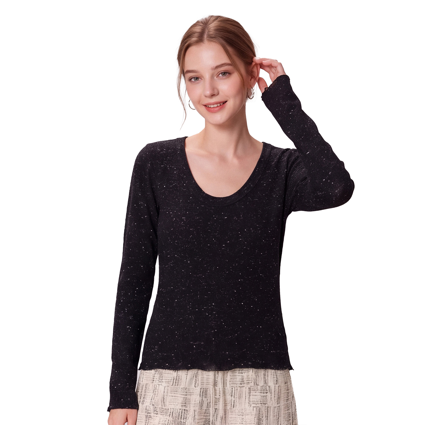 Korean U-Neck Long-Sleeve Knit Sweater for Women Fall 2026 Slim Fit Pullover - Image 4