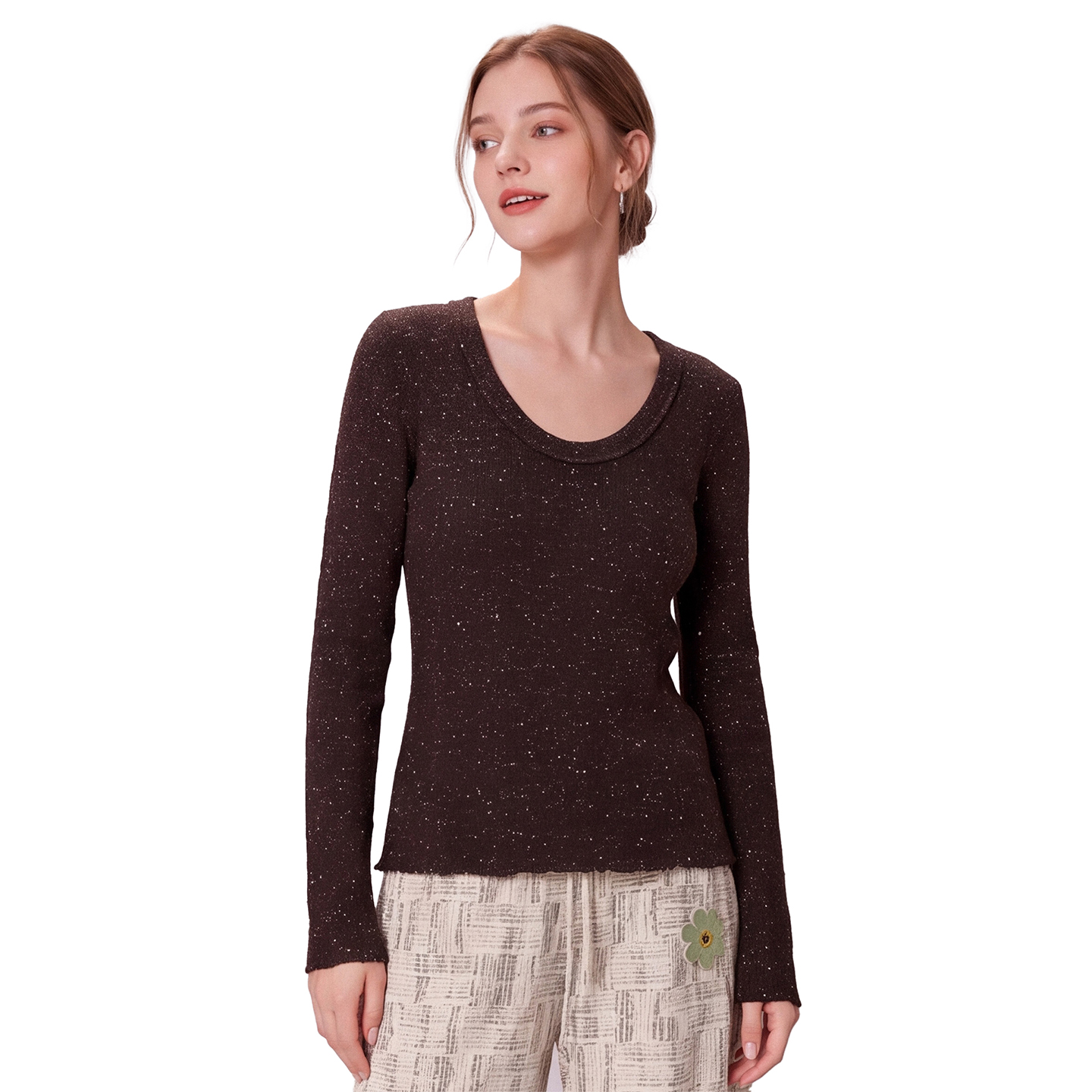 Korean U-Neck Long-Sleeve Knit Sweater for Women Fall 2026 Slim Fit Pullover - Image 5